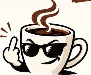 Coffee cup mascot in sunglasses